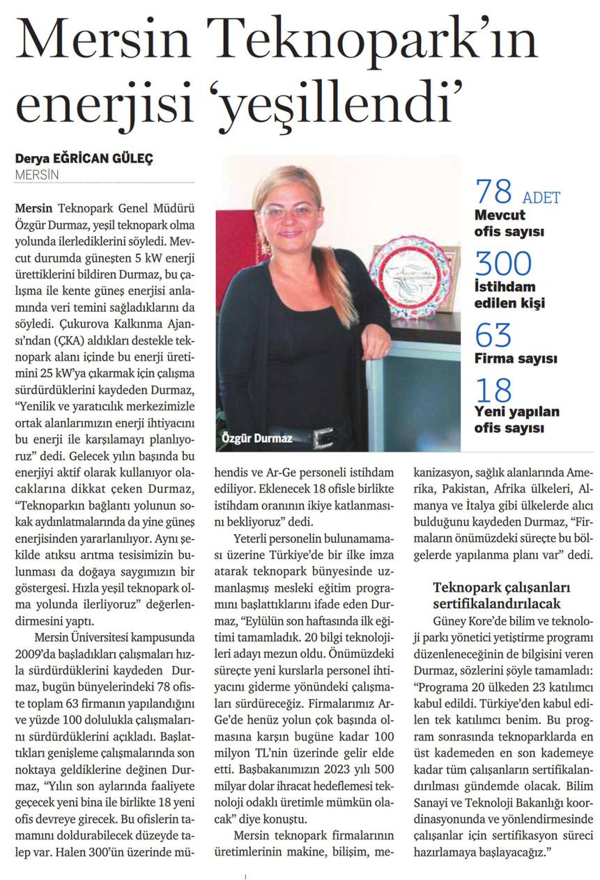 Mersin Teknopark'ın Enerjisi 