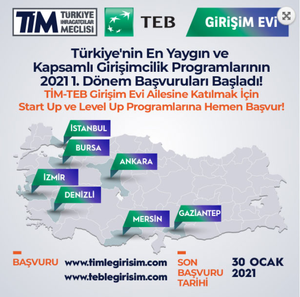 TÜRKİYE'NİN EN YAYGIN VE KAPSAMLI GİRİŞİMCİLİK PROGRAMLARININ  2021 1.DÖNEM BAŞVURULARI BAŞLADI.